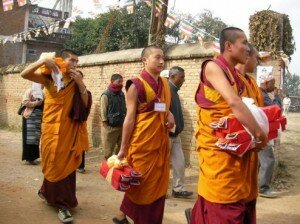 Buddhist Monks walking in Nepal Buddhist Monks walking in Nepal