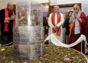 The CM of Gujarat Narendra Modi with the Tibetan leader Dalai Lama