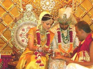 Bollywood Stars Aishwarya Rai and Abhishek Bachchan during their Hindu Wedding Ceremony in India