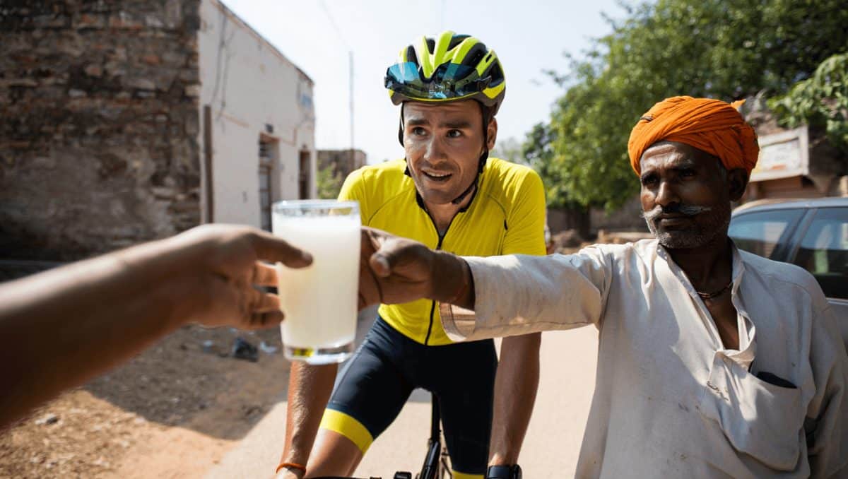 British cyclist’s heartwarming encounter in India: A glass of buttermilk and the power of genuine hospitality etimes.in / Apr 20, 2026, 06:07 (IST) A British cyclist's simple act of kindness in rural India, where a stranger offered him chilled buttermilk, has captivated online audiences. This heartwarming encounter highlights India's deep-rooted tradition of 'atithi devo bhava' – the guest is like god. Such genuine hospitality, often taken for granted by locals, offers a profound, fresh perspective to outsiders.