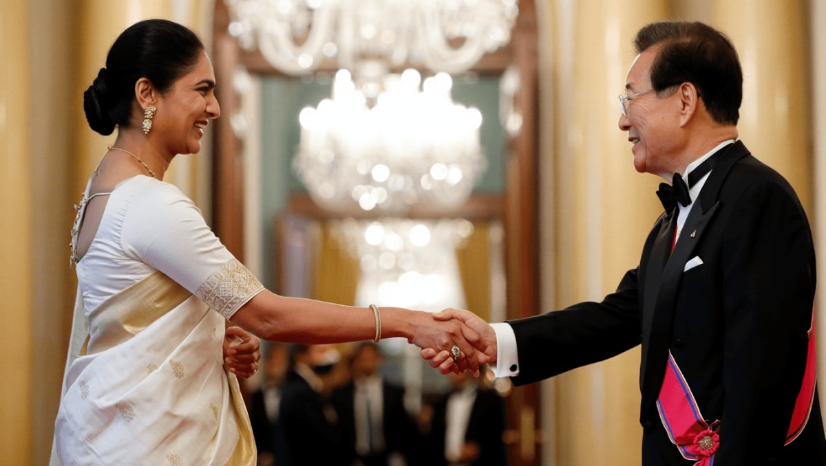 'Made In Korea' star Priyanka Mohan meets Korean President at Rashtrapati Bhavan; shares emotional post: 'Cherish forever' etimes.in / Apr 22, 2026, 11:47 (IST) Priyanka Mohan attended a prestigious state dinner at Rashtrapati Bhavan, hosted by President Droupadi Murmu for South Korean President Lee Jae Myung. Her invitation, a recognition of her film 'Made in Korea''s global success and cultural impact, marked a proud moment for Indian cinema. Mohan expressed deep gratitude for the honour and appreciation.