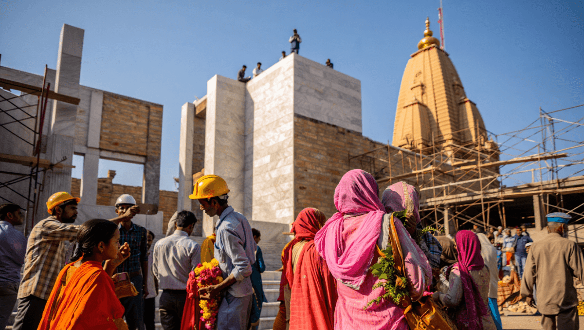 A digital rendering of the new Ram mandir in Ayodhya in India