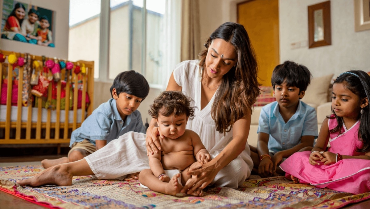European mom shares parenting tips she borrowed from Indian mothers that changed the way she raises her kids etimes.in / Jun 23, 2026, 11:31 (IST) A European mother of four, Ksenia Kala, shares how embracing Indian parenting traditions has enriched her family life. From co-sleeping and daily oil massages for babies to thoughtfully choosing Indian names and dressing up in sarees for birthdays, these practices have become cherished parts of her family's story. Kala emphasizes that good parenting ideas can be found anywhere, proving that cultural exchange can lead to beautiful family connections.