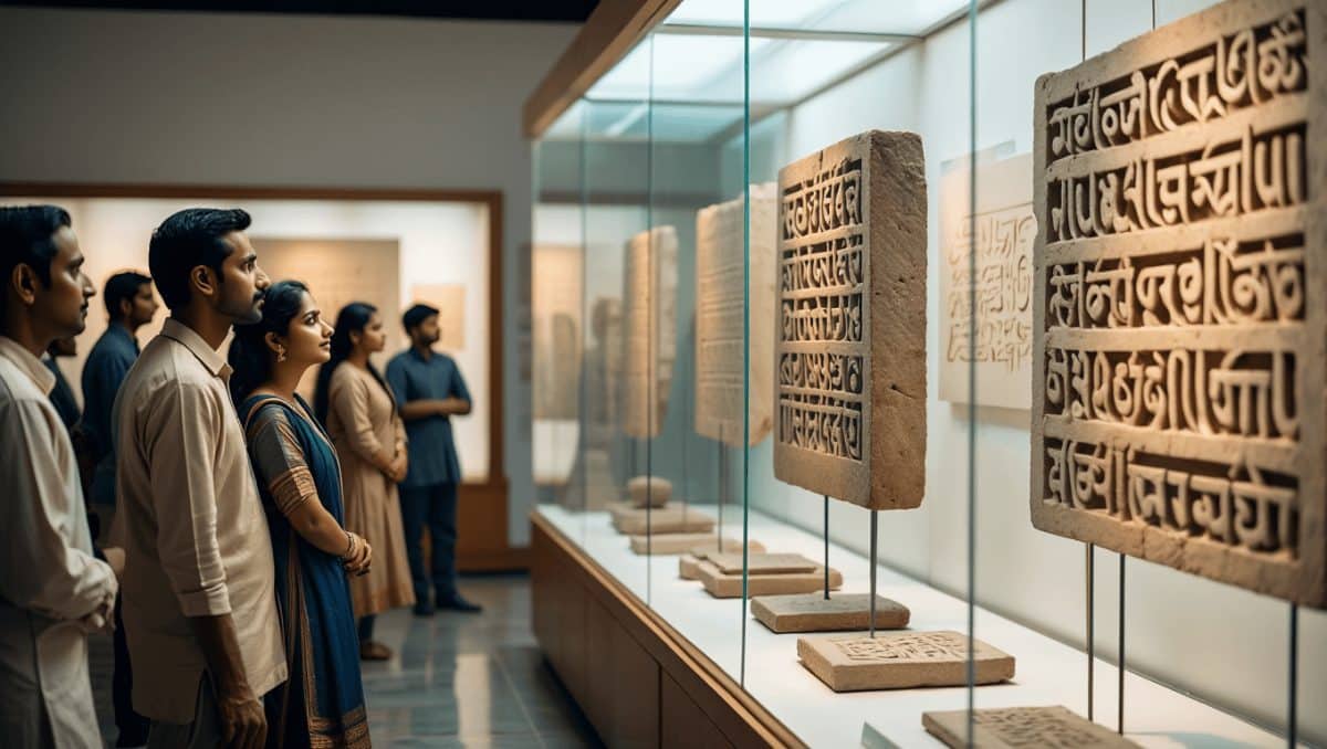 IM exhibition juxtaposes epigraphic heritage and contemporary artistic expressions TNN / Jun 20, 2026, 11:28 (IST) Kolkata's Indian Museum unveils "Mā Lipi: Virtues of Bhārat in Brāhmī," a captivating exhibition blending ancient Indian script with modern art. Artist Nilanjan Bandyopadhyay's calligraphic works, inspired by the Bhagavad Gītā's divine virtues and rendered in Aśokan Brāhmī, are displayed alongside rare archaeological finds. This unique presentation fosters a dialogue between millennia-old wisdom and contemporary interpretation, showcasing India's enduring ethical values.