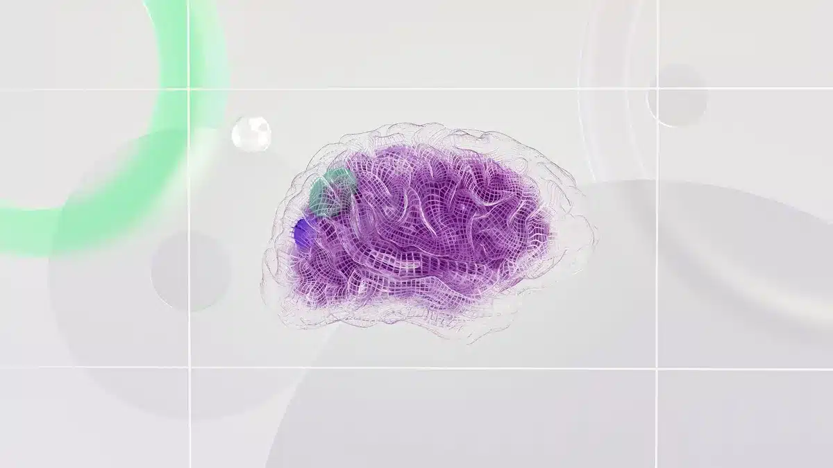Científicos en laboratorio trabajando con tecnología de IA y datos neurocientíficos
