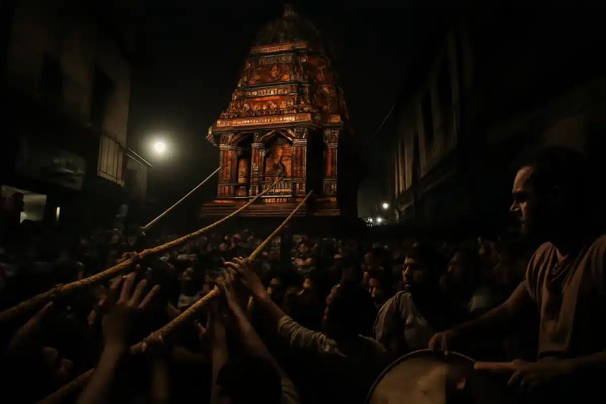 Jagannath rath yatra: devotees renew vows as deity rolls 3 km on massive chariot