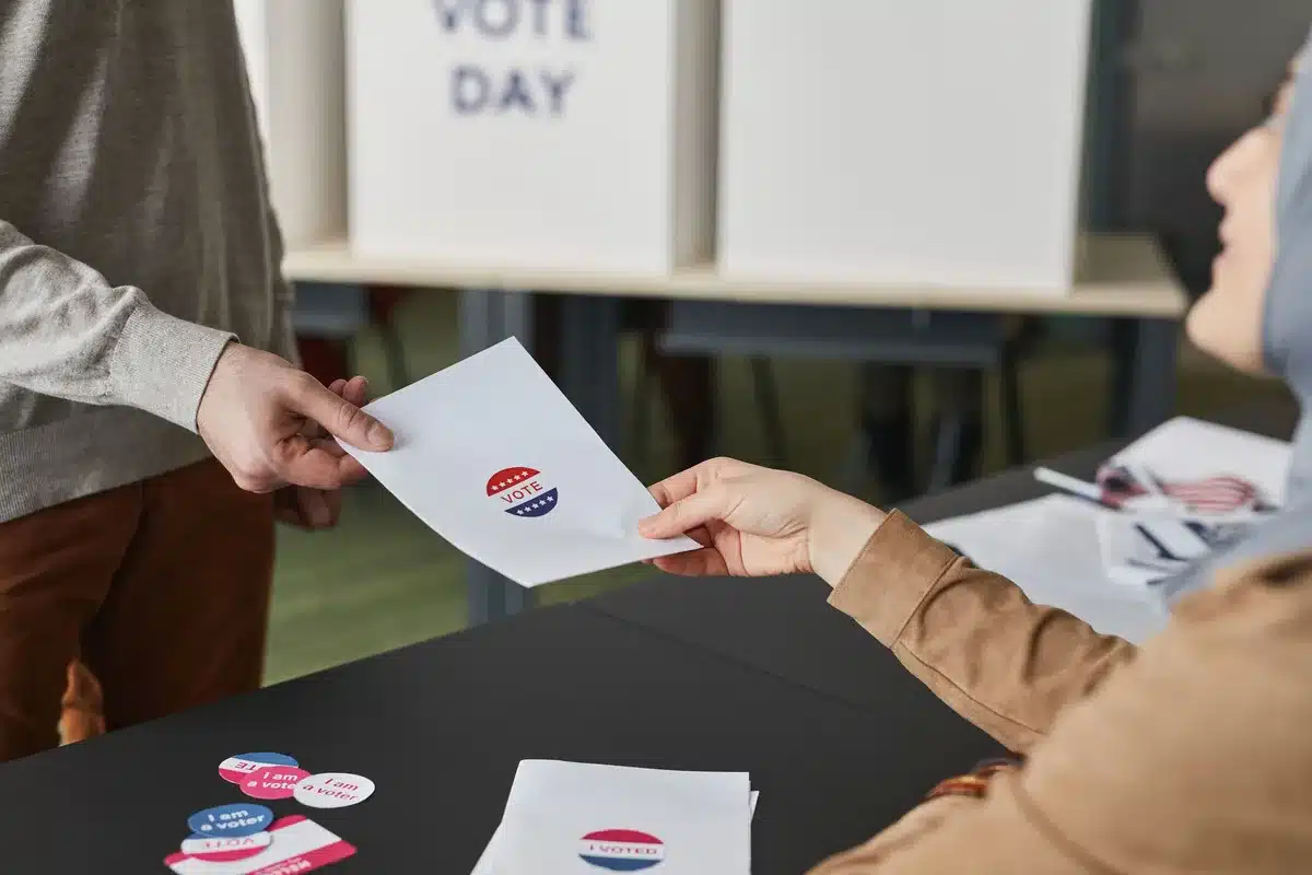 Election officials reviewing candidate nomination documents