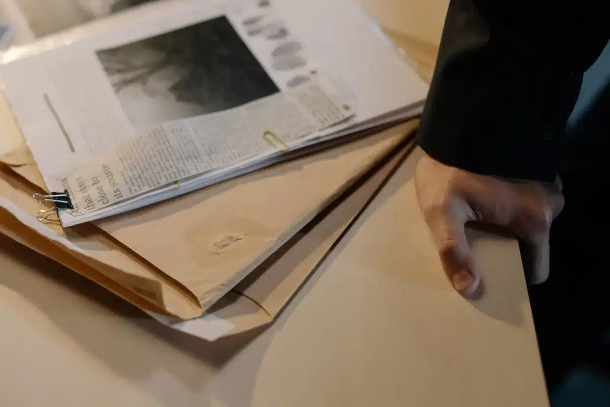 Police FIR report document being filed, showing formal registration process