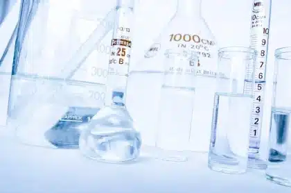 Scientist working with cell cultures in a laboratory bioreactor facility, precision fermentation technology for food pro