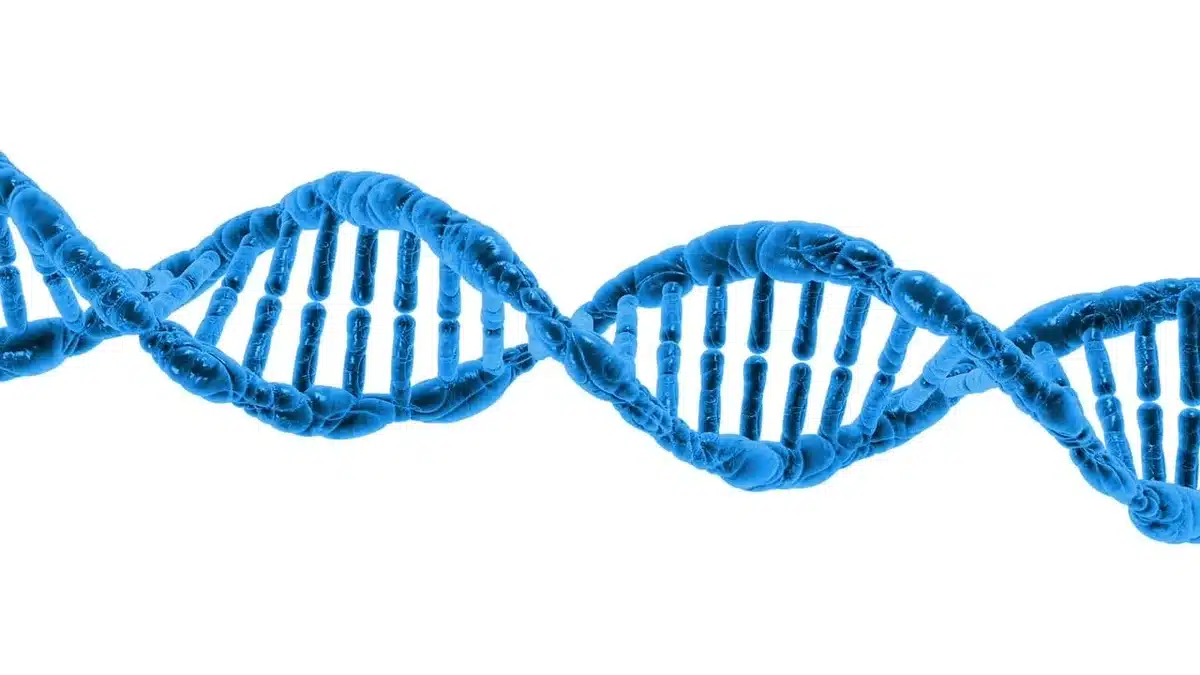 DNA helix model in a modern laboratory setting with scientific equipment
