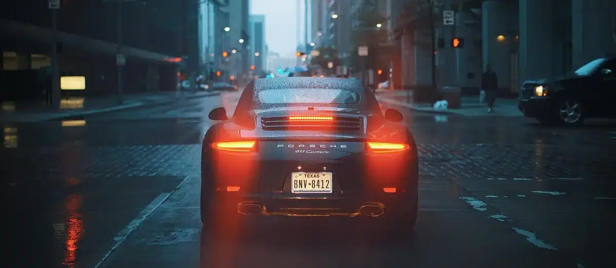 Two cars close together with visible confrontation at an intersection